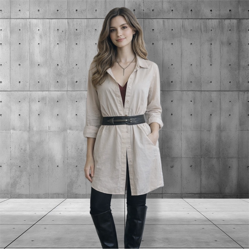 Refka Basic Longline Button Tunic Shirt Dress | B… - image 1